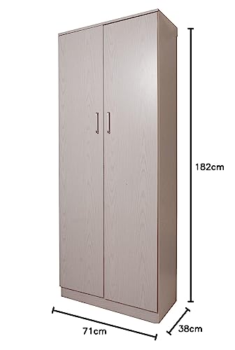 Dmora Mehrzweckschrank 2 Türen – 5 Regale, kompakt, Made in Italy, 71×38×182 cm, Eiche gebleicht