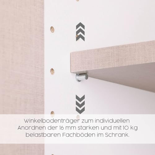 Rauch Möbel Shinjo Kleiderschrank 4-türig – 4 Schubladen, Massivholzfüße, Grau metallic/Schwarz, 187×203×53