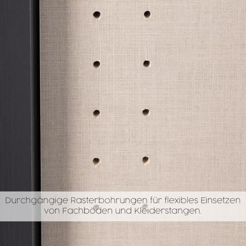 Rauch Möbel Alba Kleiderschrank 5-türig mit Spiegel – 3 Stangen, 3 Böden, Champagner/Beige, 226×197×54