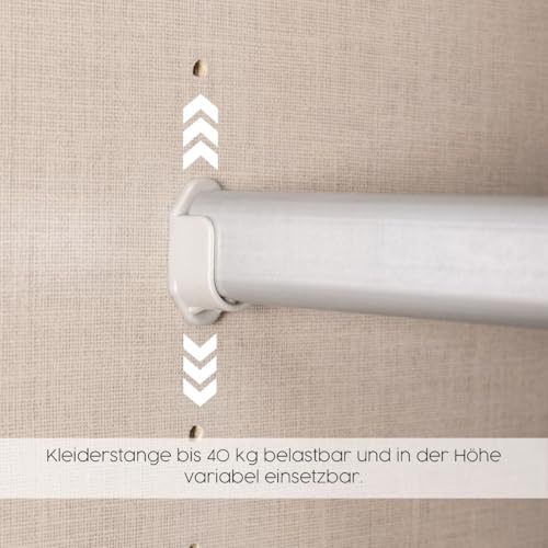 Rauch Möbel Alba Kleiderschrank 5-türig mit Spiegel – 3 Stangen, 3 Böden, Champagner/Beige, 226×197×54