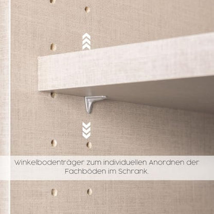 Rauch Möbel Alba Kleiderschrank 5-türig mit Spiegel – 3 Stangen, 3 Böden, Champagner/Beige, 226×197×54