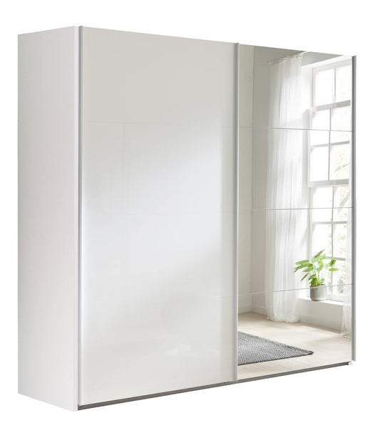 Composad Systema Schwebetürenschrank 250 cm – 2 Schiebetüren mit Spiegel, Weiß lackiert, Made in Italy