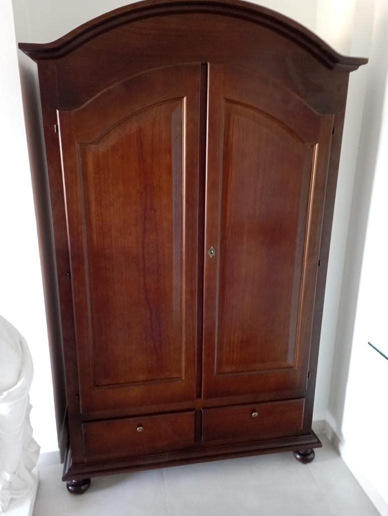 Kleiderschrank 2 Türen + 2 Schubladen – Arte Povera, Pappelholz Nussbaum, 125×61×200 cm