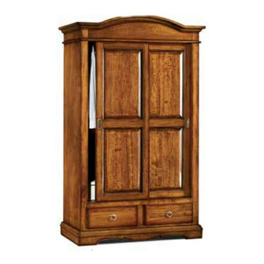 Kleiderschrank Arte Povera 2 Schiebetüren – Massiv/Laminat Nussbaum, 122×59×200 cm