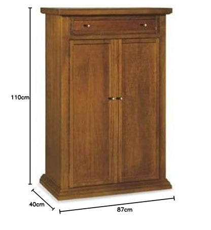 Mar.c.a. Design Arte Povera Schrank – 2 Türen + Hutablage + 2 Schubladen, Pappel Weiß, 125×61×200 cm