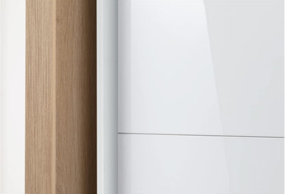 Composad Systema Schwebetürenschrank 200 cm – 2 Schiebetüren, Eiche Honig/Weiß, Made in Italy