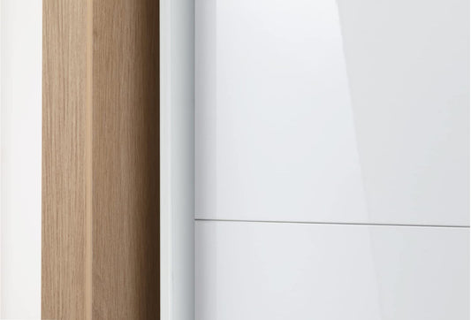 Composad Systema Schwebetürenschrank 200 cm – 2 Schiebetüren, Eiche Honig/Weiß, Made in Italy
