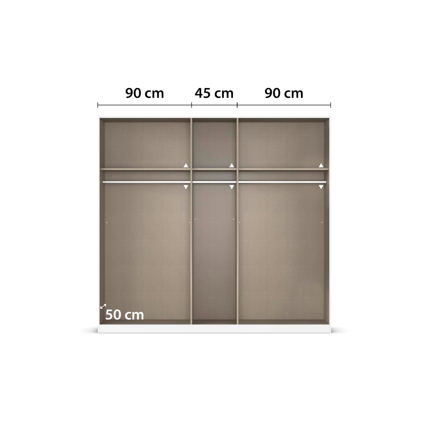 Rauch Möbel Alba Kleiderschrank 5-türig mit Spiegel – 3 Stangen, 3 Böden, Champagner/Beige, 226×197×54