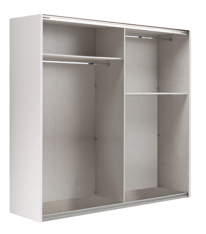 Composad Systema Schwebetürenschrank 250 cm – 2 Schiebetüren mit Spiegel, Weiß lackiert, Made in Italy