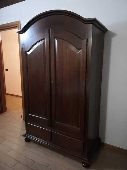 Kleiderschrank 2 Türen + 2 Schubladen – Arte Povera, Pappelholz Nussbaum, 125×61×200 cm