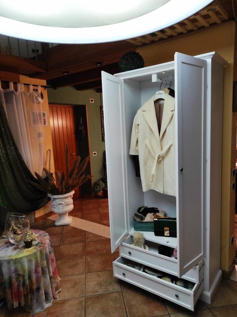 Mar.c.a. Design Kleiderschrank Pappelholz Weiß – 2 Türen + 2 Schubladen, Made in Italy, 87×40×192 cm