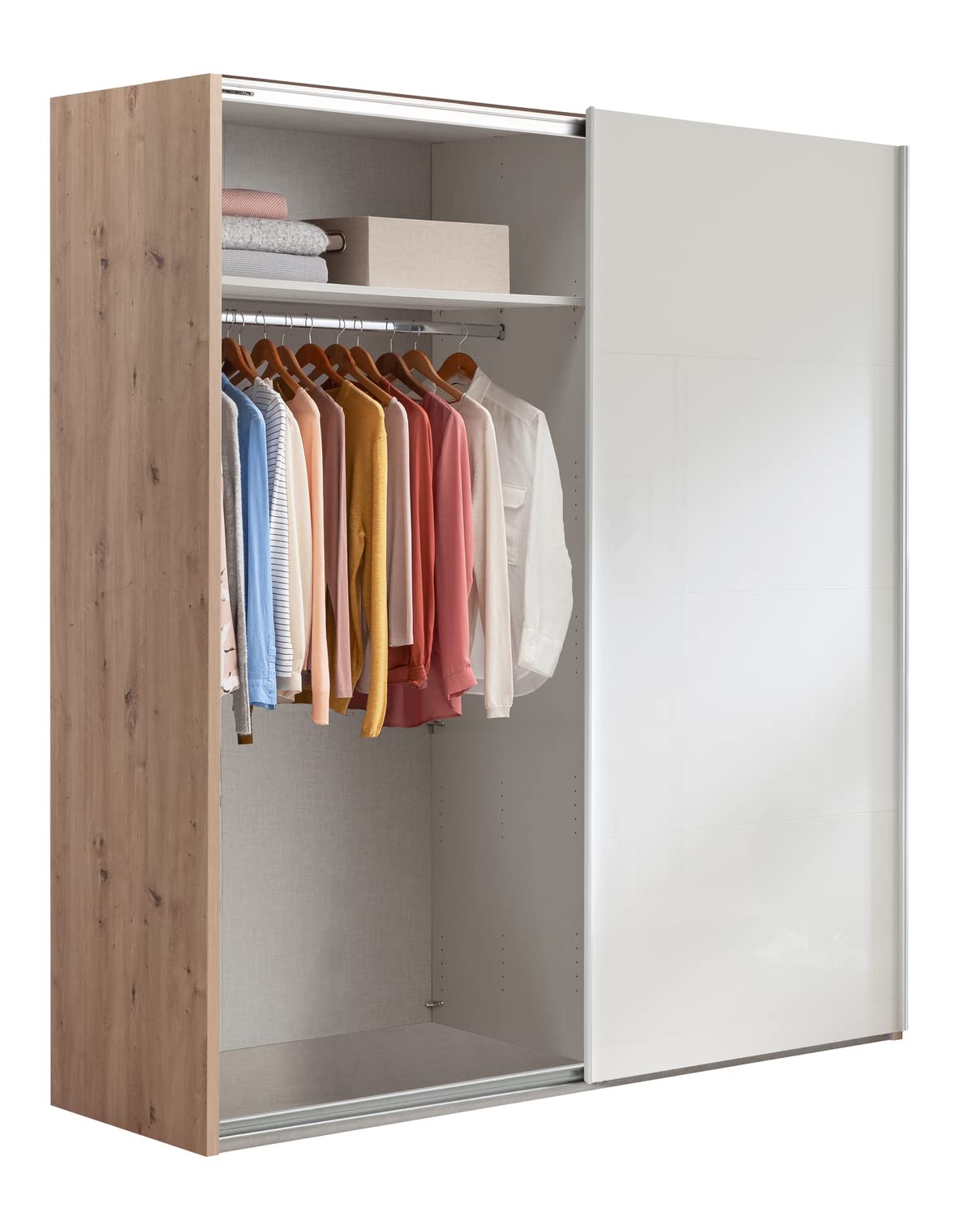 Composad Systema Schwebetürenschrank 200 cm – 2 Schiebetüren, Eiche Honig/Weiß, Made in Italy