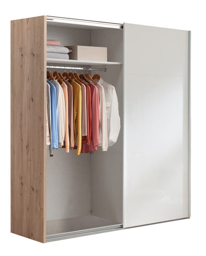 Composad Systema Schwebetürenschrank 200 cm – 2 Schiebetüren, Eiche Honig/Weiß, Made in Italy