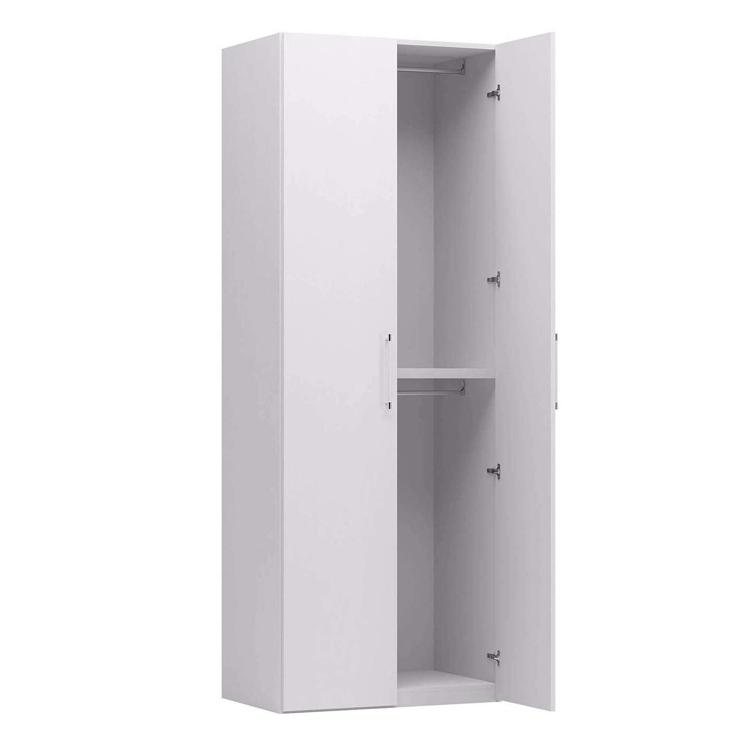 Dmora Kleiderschrank 4-türig Asche Weiß – mit Kleiderstange, 180×247×58 cm