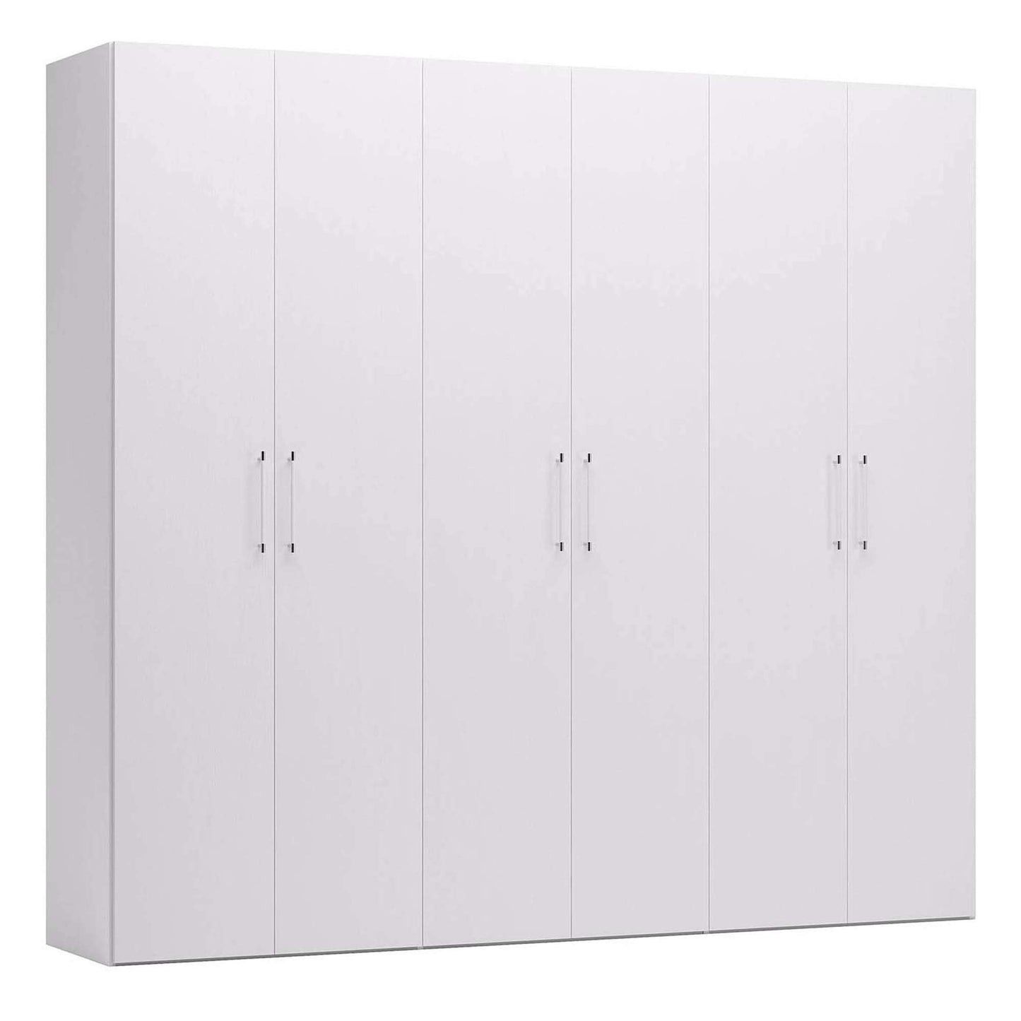 Dmora Kleiderschrank 6-türig Weiß – großer Schlafzimmerschrank, 270×247×58 cm