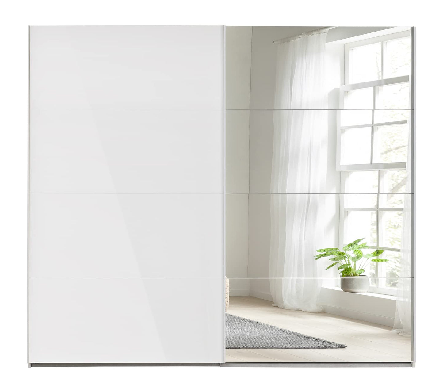 Composad Systema Schwebetürenschrank 250 cm – 2 Schiebetüren mit Spiegel, Weiß lackiert, Made in Italy