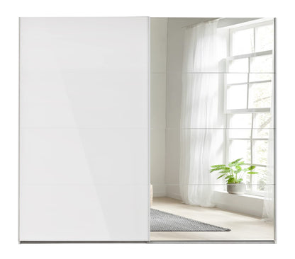 Composad Systema Schwebetürenschrank 250 cm – 2 Schiebetüren mit Spiegel, Weiß lackiert, Made in Italy