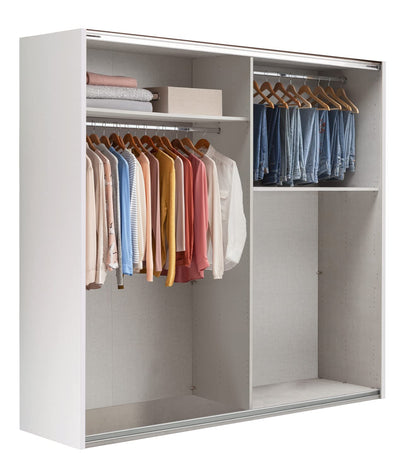 Composad Systema Schwebetürenschrank 250 cm – 2 Schiebetüren mit Spiegel, Weiß lackiert, Made in Italy