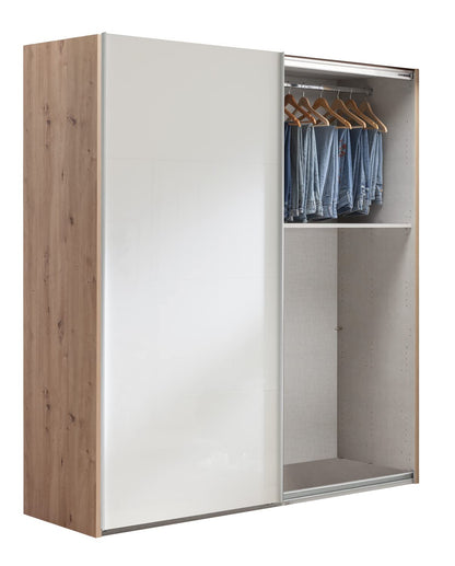 Composad Systema Schwebetürenschrank 200 cm – 2 Schiebetüren, Eiche Honig/Weiß, Made in Italy