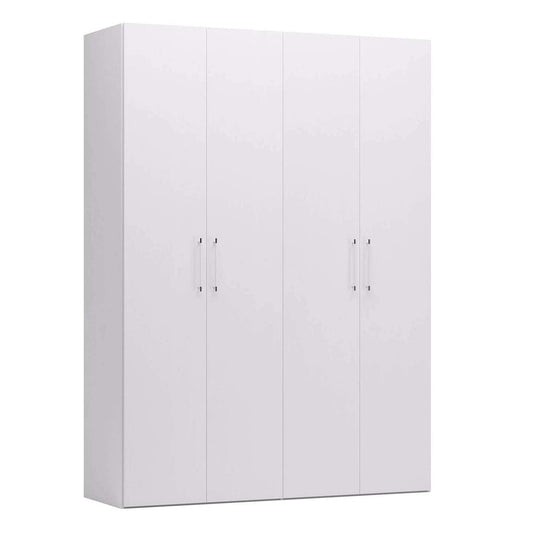 Dmora Kleiderschrank 4-türig Asche Weiß – mit Kleiderstange, 180×247×58 cm