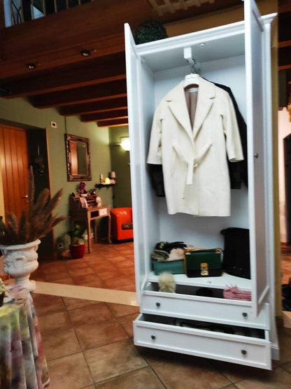 Mar.c.a. Design Kleiderschrank Pappelholz Weiß – 2 Türen + 2 Schubladen, Made in Italy, 87×40×192 cm
