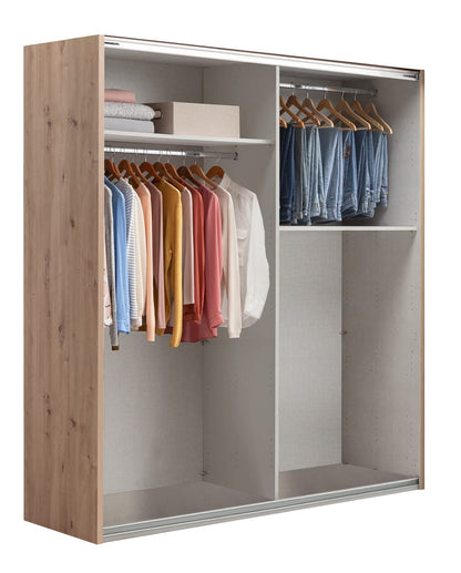Composad Systema Schwebetürenschrank 200 cm – 2 Schiebetüren, Eiche Honig/Weiß, Made in Italy