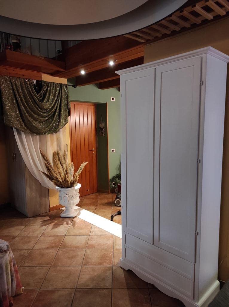 Mar.c.a. Design Kleiderschrank Pappelholz Weiß – 2 Türen + 2 Schubladen, Made in Italy, 87×40×192 cm