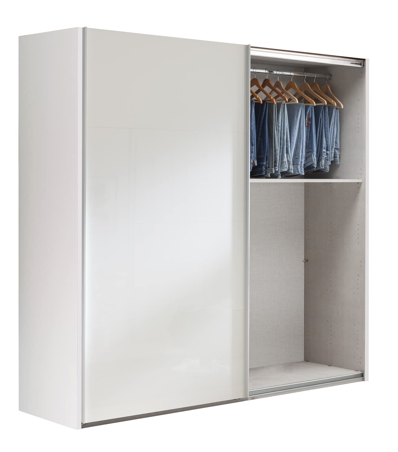 Composad Systema Schwebetürenschrank 250 cm – 2 Schiebetüren mit Spiegel, Weiß lackiert, Made in Italy