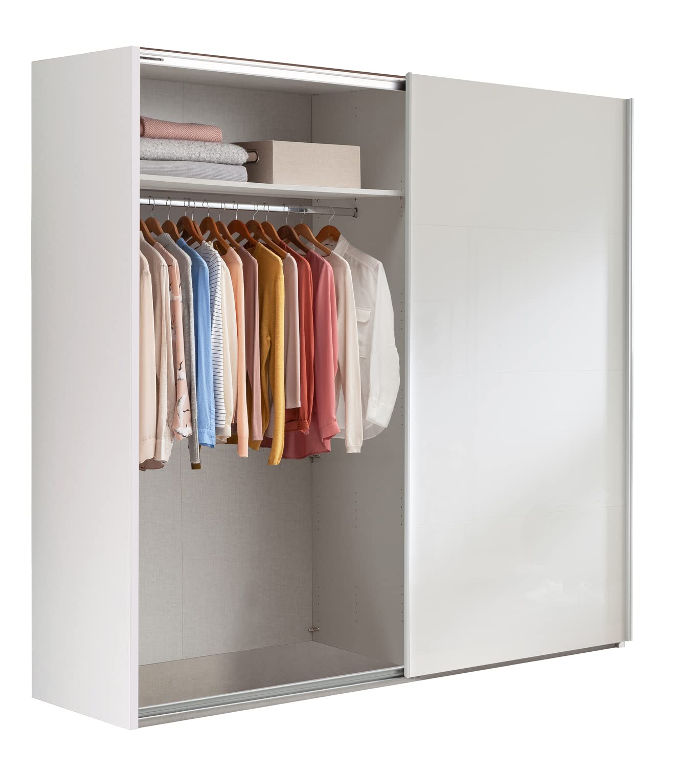 Composad Systema Schwebetürenschrank 250 cm – 2 Schiebetüren mit Spiegel, Weiß lackiert, Made in Italy
