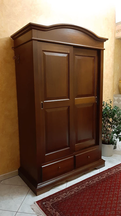 Kleiderschrank Arte Povera 2 Schiebetüren – Massiv/Laminat Nussbaum, 122×59×200 cm