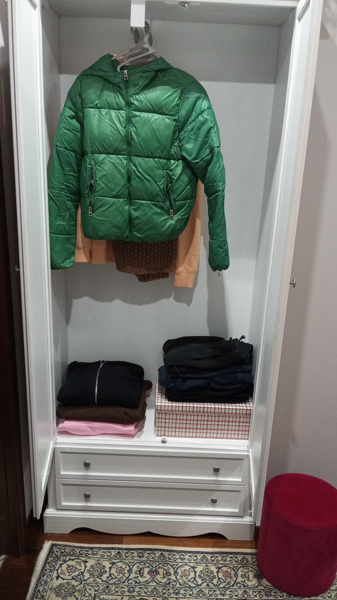 Mar.c.a. Design Kleiderschrank Pappelholz Weiß – 2 Türen + 2 Schubladen, Made in Italy, 87×40×192 cm