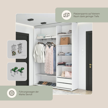 Meble Slupia ZUZA Schiebetürenschrank – Kleiderstange, 100×242×45 cm, Eiche Sonoma