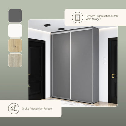 Meble Slupia ZUZA Schiebetürenschrank – Kleiderstange, 100×242×45 cm, Eiche Sonoma