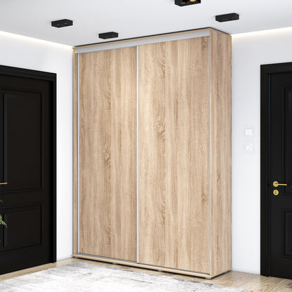 Meble Slupia ZUZA Schiebetürenschrank – Kleiderstange, 100×242×45 cm, Eiche Sonoma