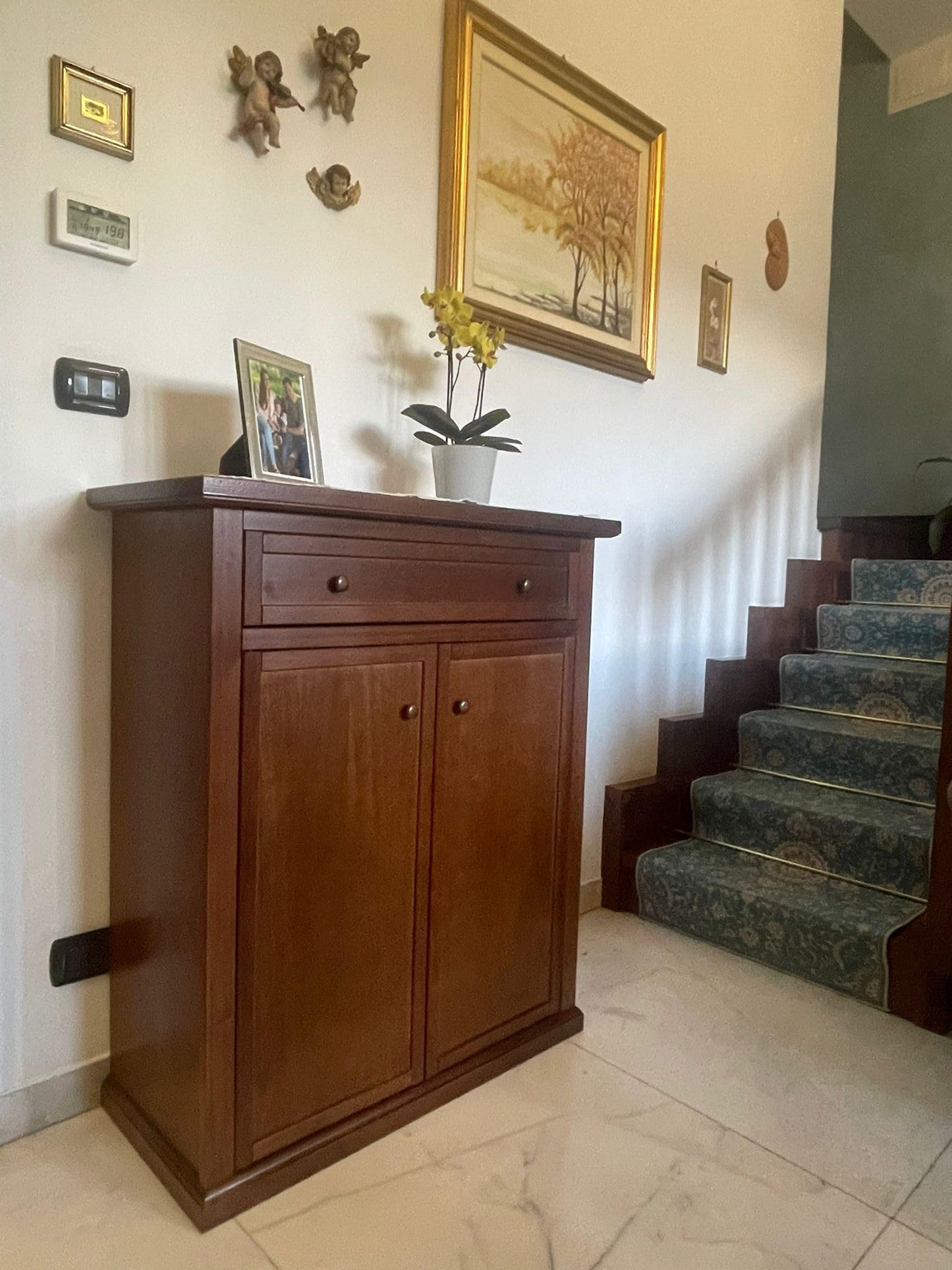 Mar.c.a. Design Arte Povera Schrank – 2 Türen + Hutablage + 2 Schubladen, Pappel Weiß, 125×61×200 cm